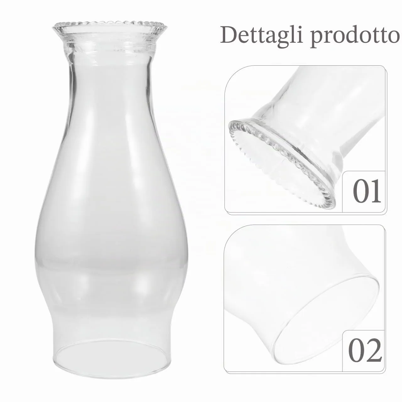 Angoily Vetro Ricambio Lampada a Petrolio Trasparente Vintage