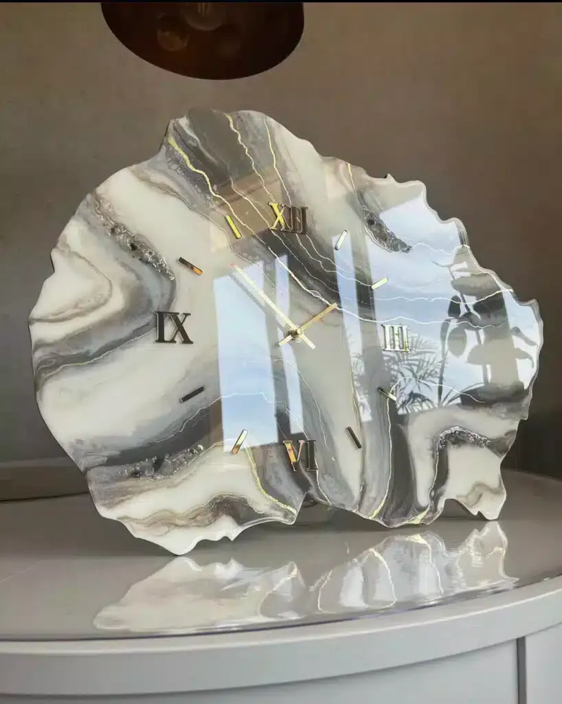 Naturesin pannello legno geode orologio resina 50x38 cm
