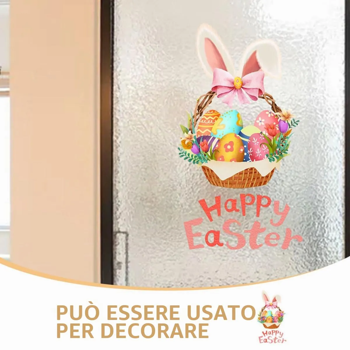Angoily Vetrofanie Pasqua Coniglio Adesivi Finestre PVC