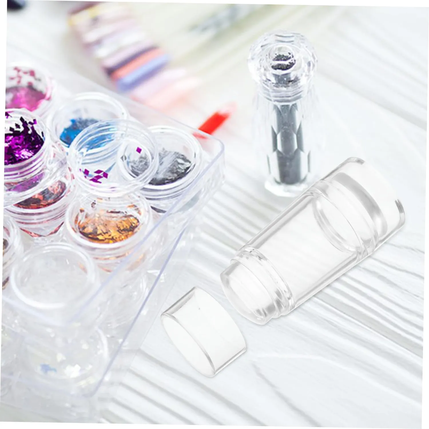 Angoily Stampo Unghie Silicone Trasparente Doppia Testa