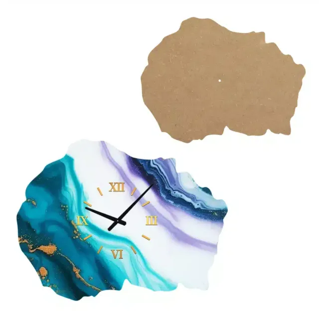 Naturesin pannello legno geode orologio resina 50x38 cm
