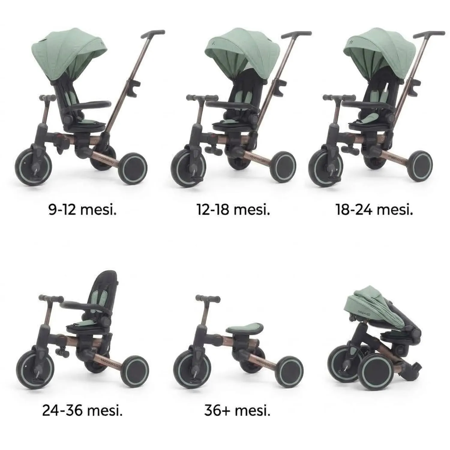 Giodicart MoovEvo triciclo evolutivo 6-in-1 verde 15 kg