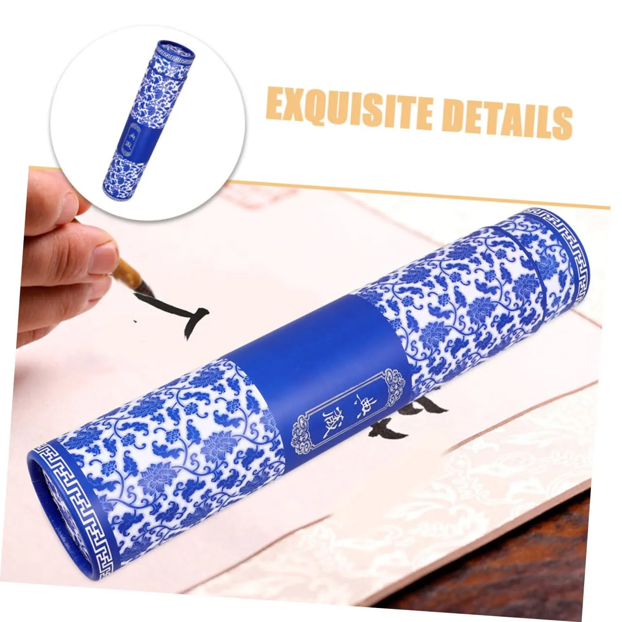 Angoily tubo porta poster blu 2 pezzi decorato