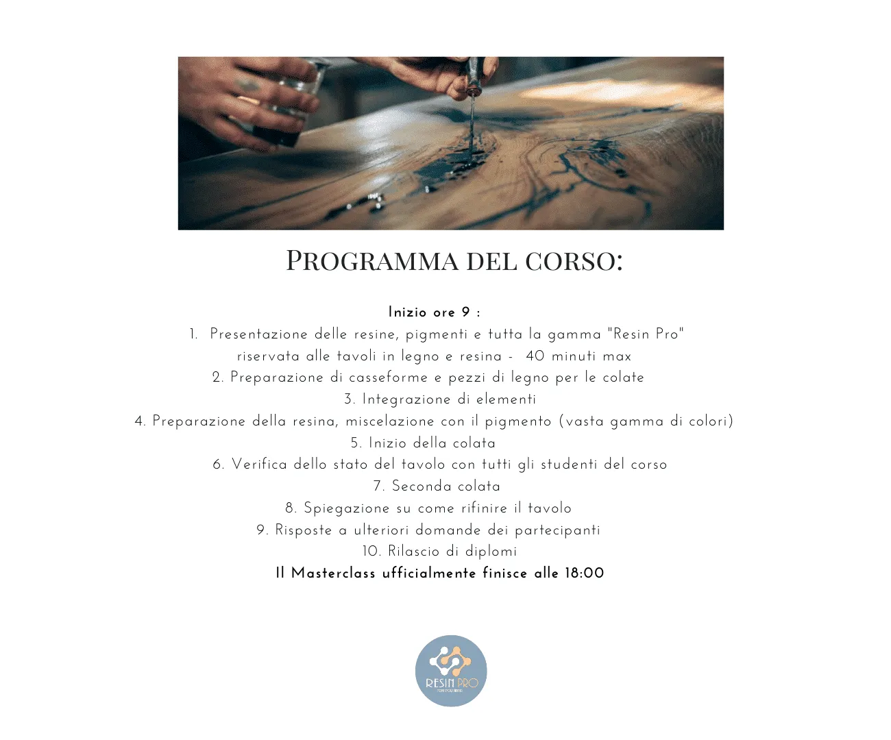 Naturesin Rivertable masterclass 8 ore tavolo resina legno
