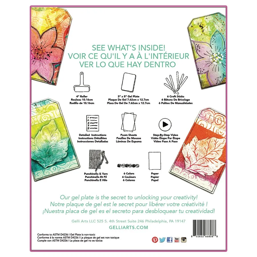 Gelli Arts DIY Stamping Kit timbri fai da te con piastra 3x5