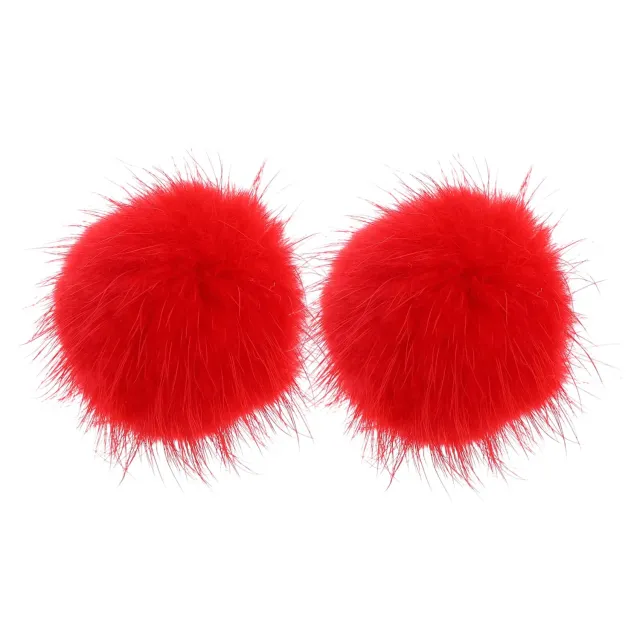 Angoily Pon Pon Pelliccia Rossa 5 cm 2 Pezzi Borsa