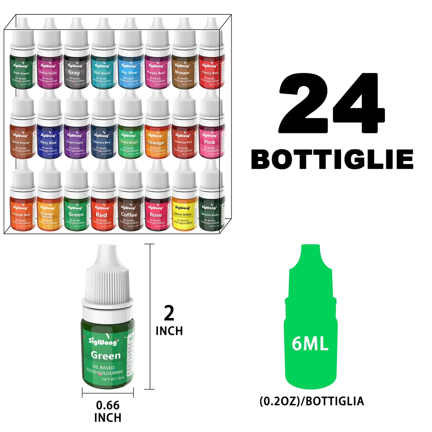 Sigwong Coloranti Alimentari Cioccolato 24pz Liposolubili Olio