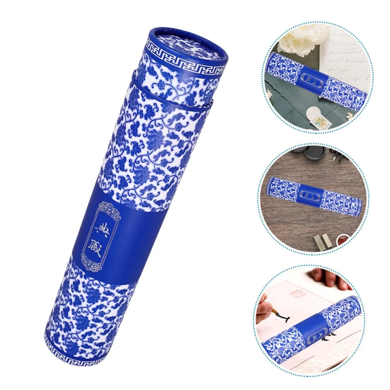Angoily tubo porta poster blu 2 pezzi decorato