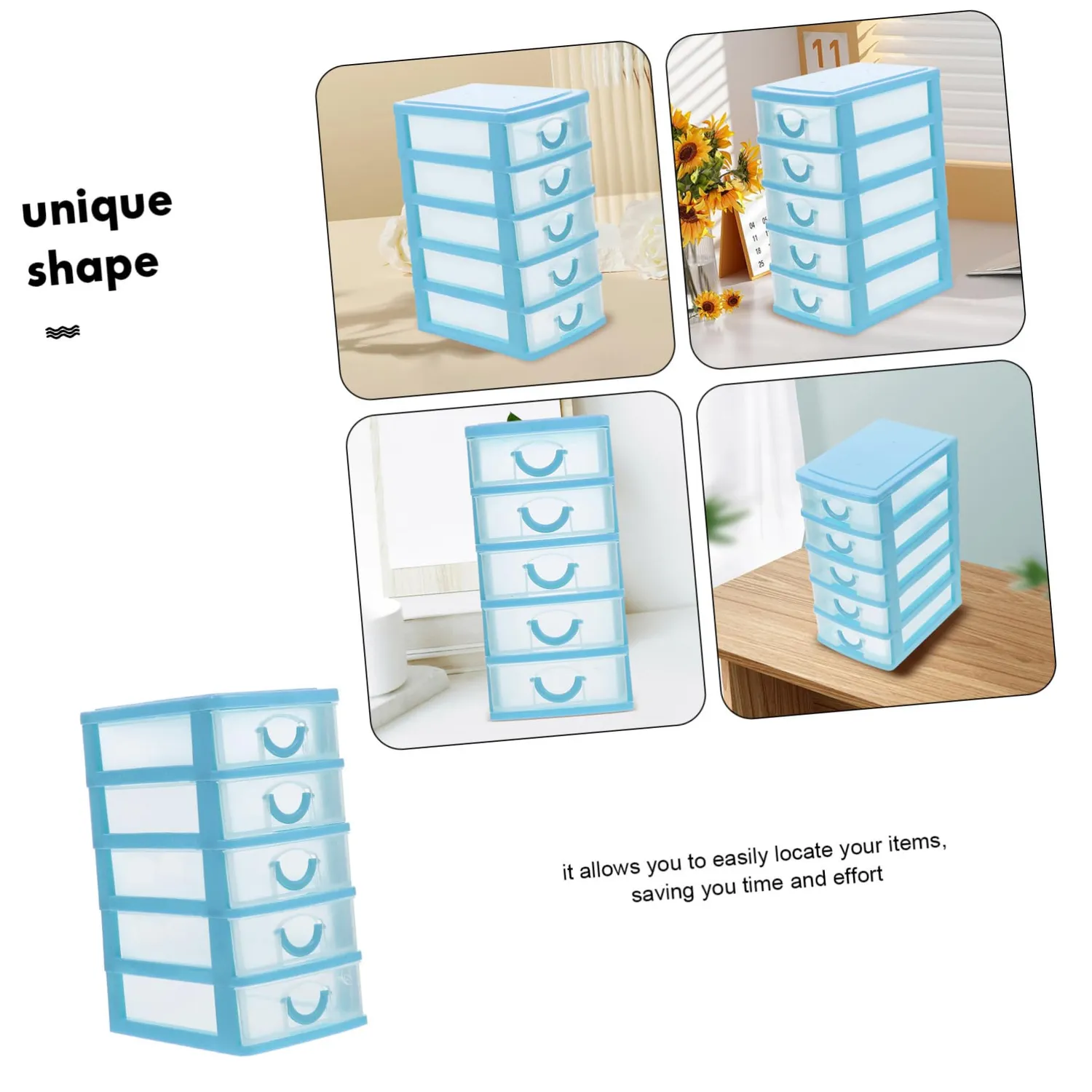 Angoily Minicassettiera 5 Cassetti Plastica Trasparente