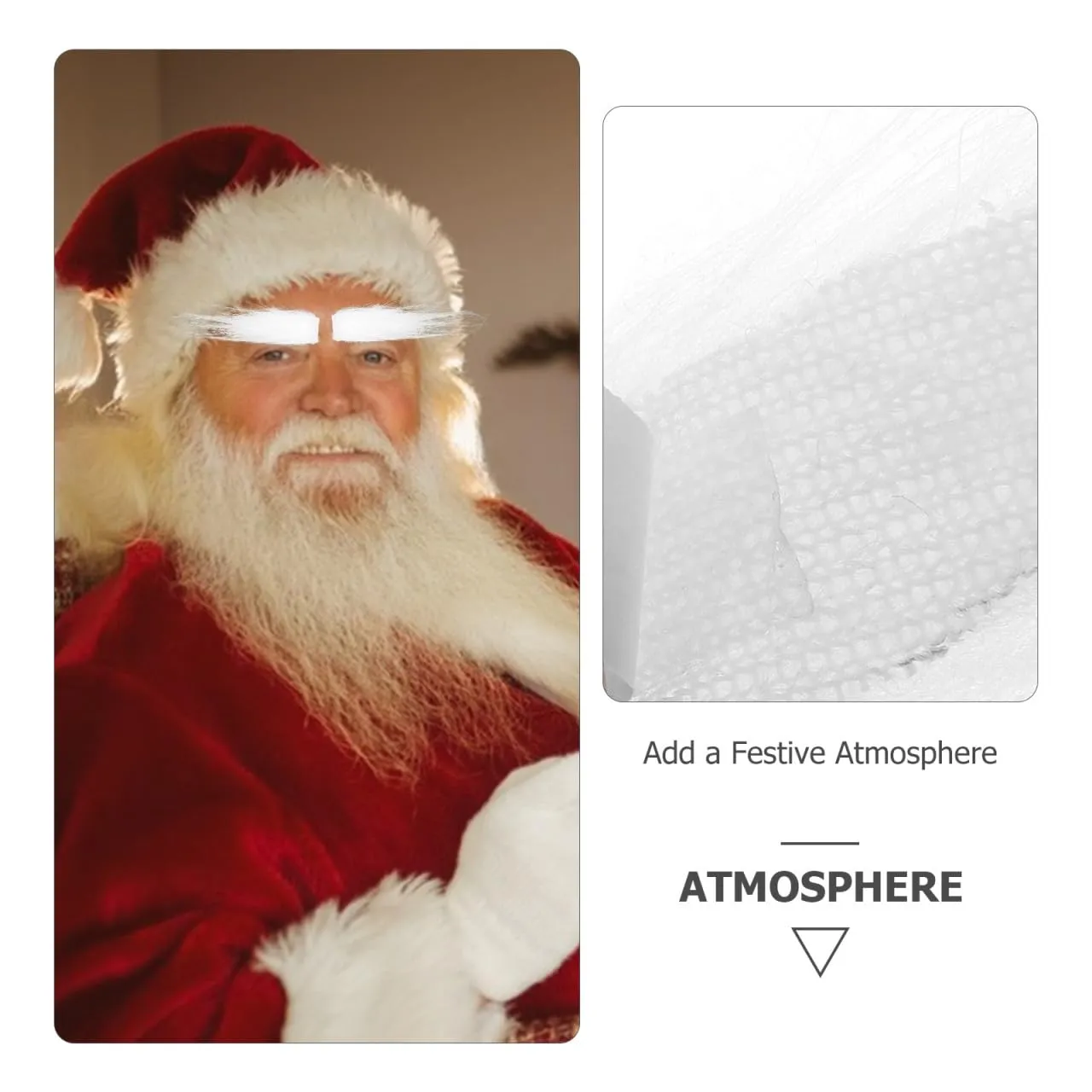 Angoily sopracciglia finte Babbo Natale bianche autoadesive 2 pezzi