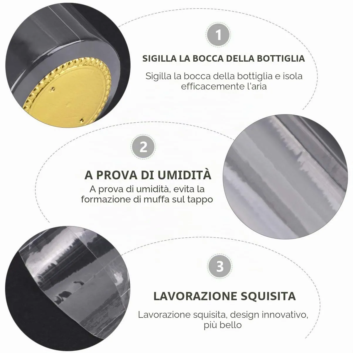 Angoily Capsule Termoretraibili Vino 30 mm 100 Pezzi Trasparenti