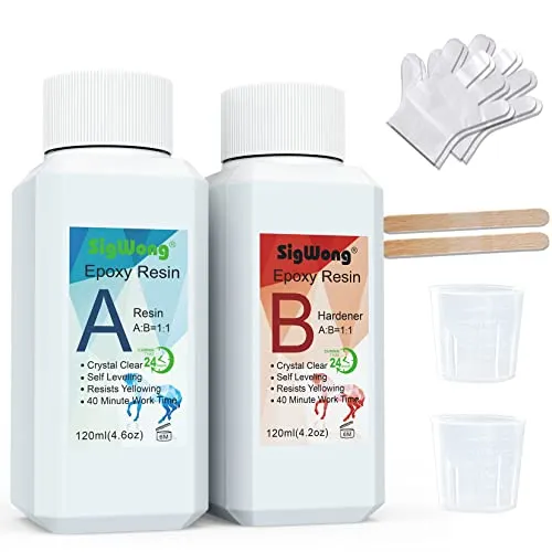 Sigwong resina epossidica trasparente 240 ml kit accessori