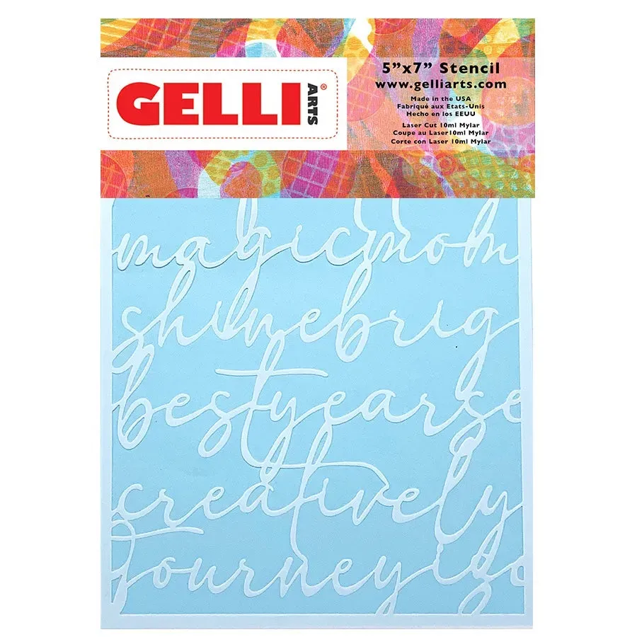 Gelli Arts Script 5x7 stencil scritte per gel printing