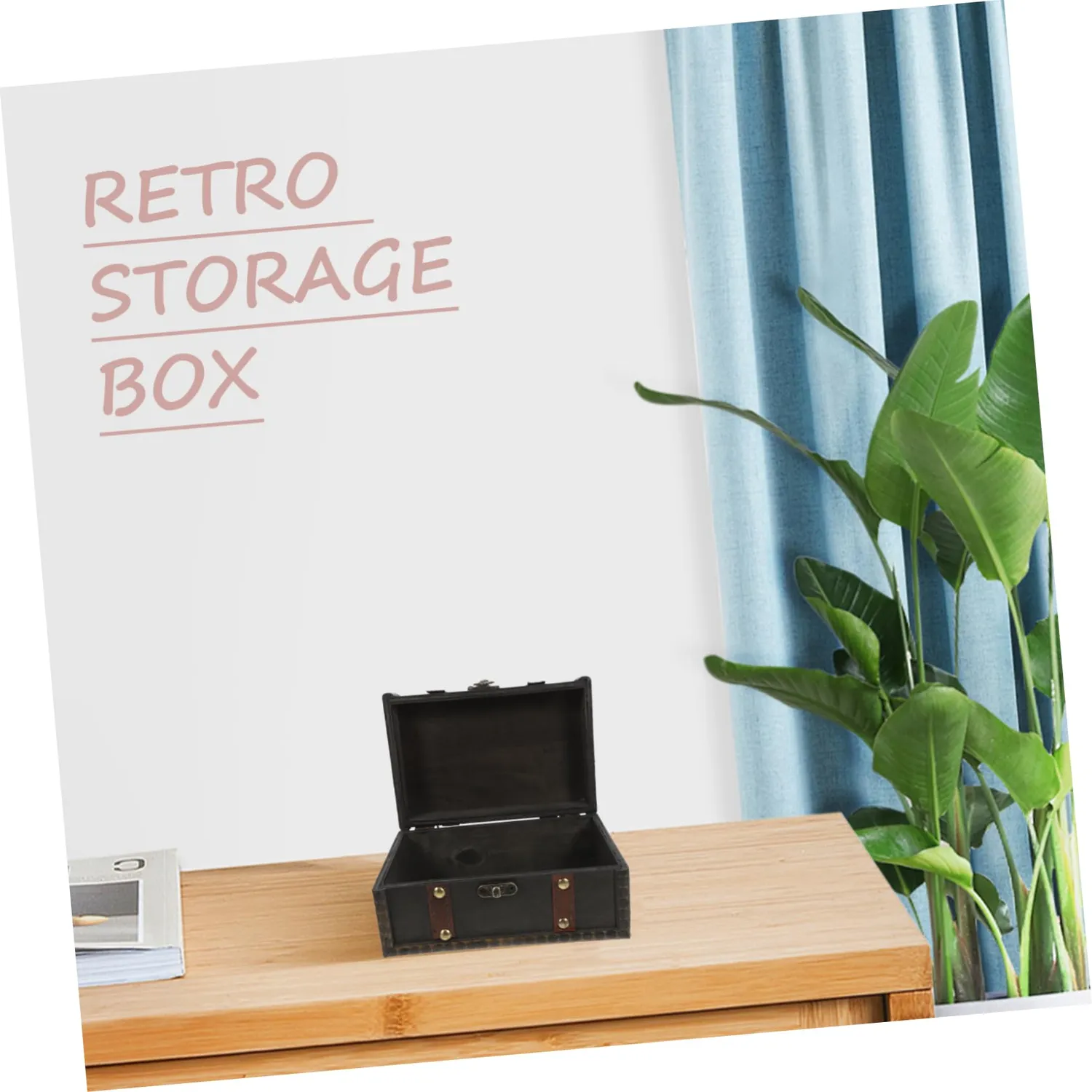 Angoily Scatola Portagioie Legno Vintage Grigio Serratura