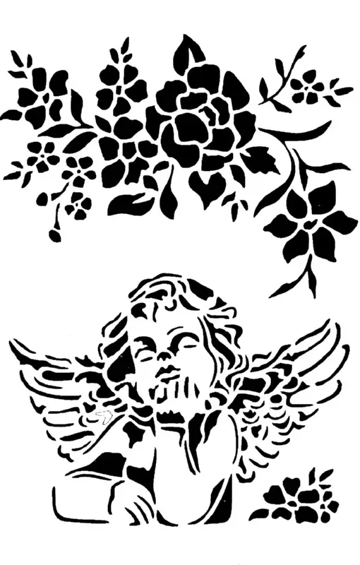 Decofoam S012 stencil angelo e fiore 30x21 cm riutilizzabile