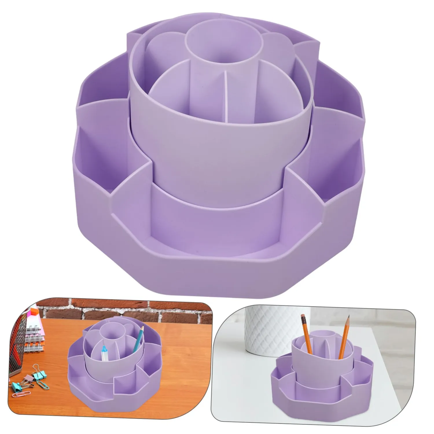 Angoily Portapenne Girevole Scrivania Viola Organizer