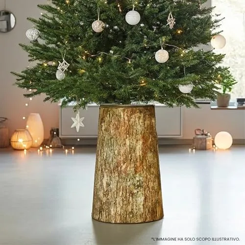 Giodicart Base Tronco albero di Natale in resina effetto legno