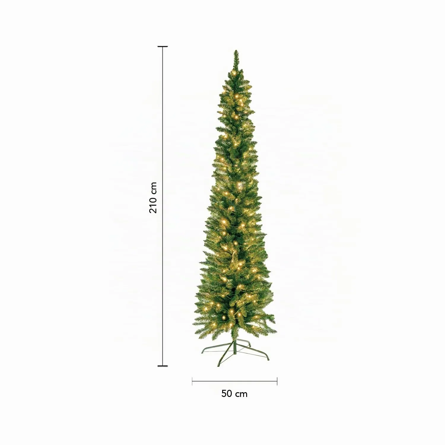 GIODICART Peak Tree Slim albero Natale 210 cm 190 LED calda