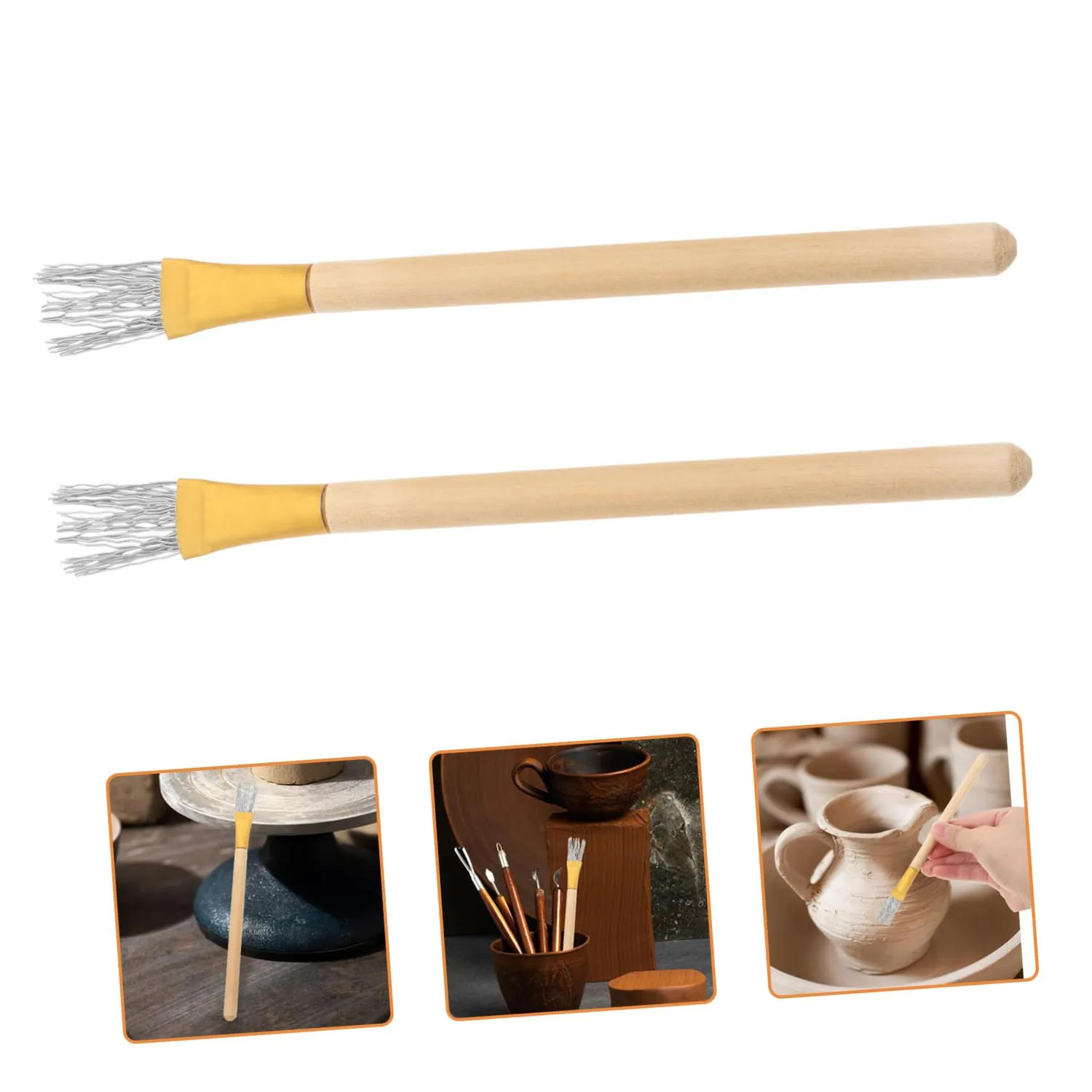 Angoily Strumenti Texture Filo spazzole argilla 2 pezzi legno