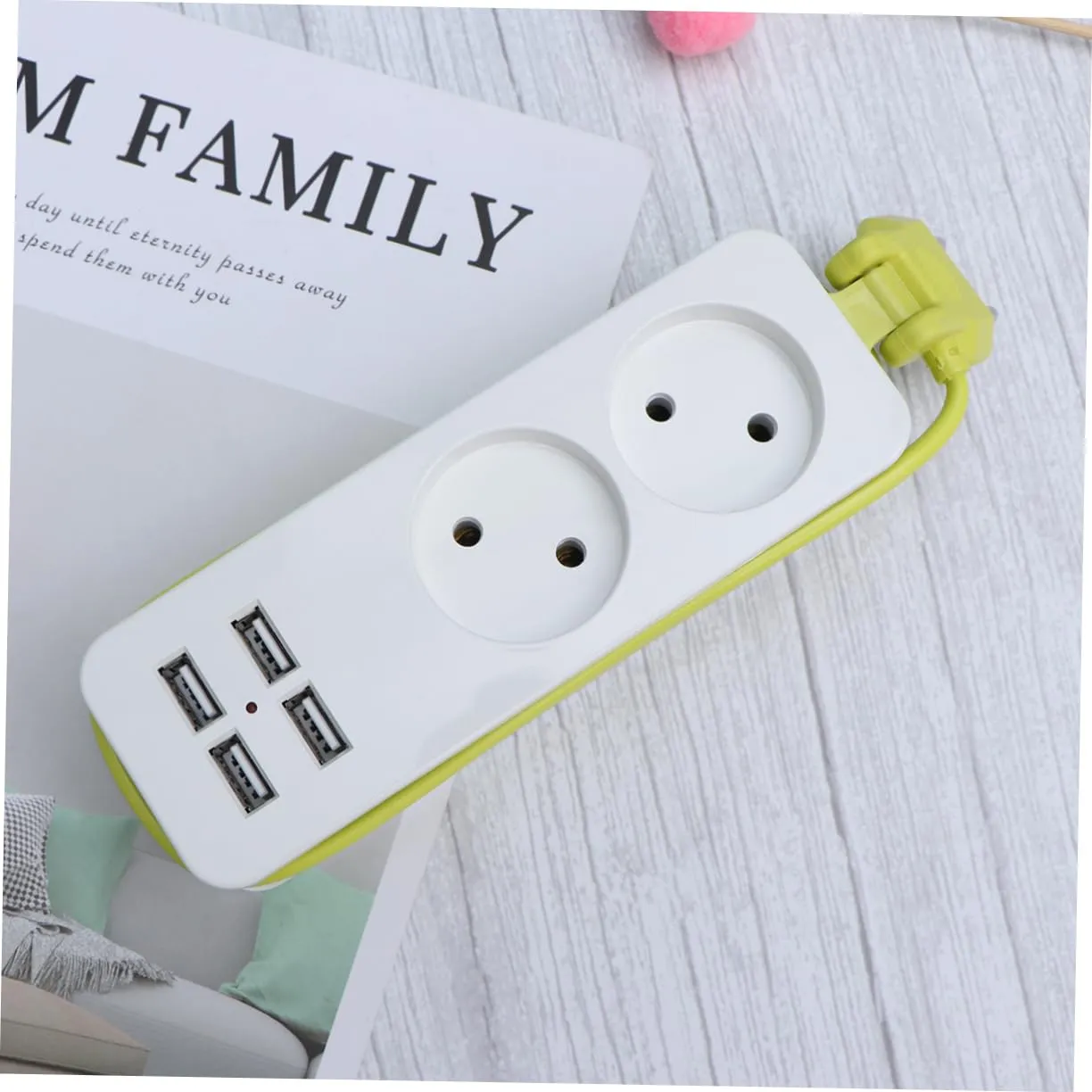 Angoily Ciabatta 4 Prese + 4 USB Verde 20,5 cm