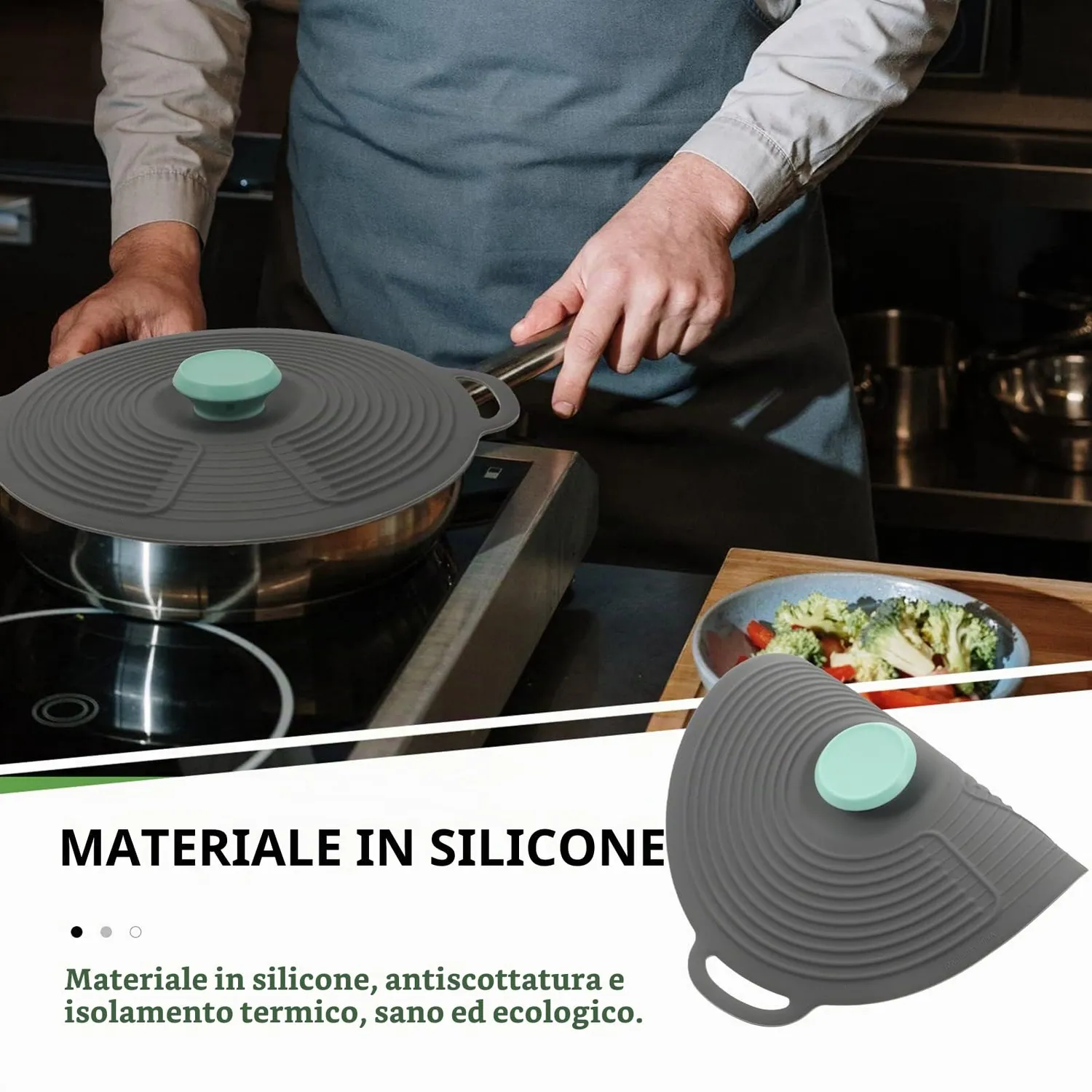 Angoily Coperchio Silicone Universale Pentole Set 3 Pezzi