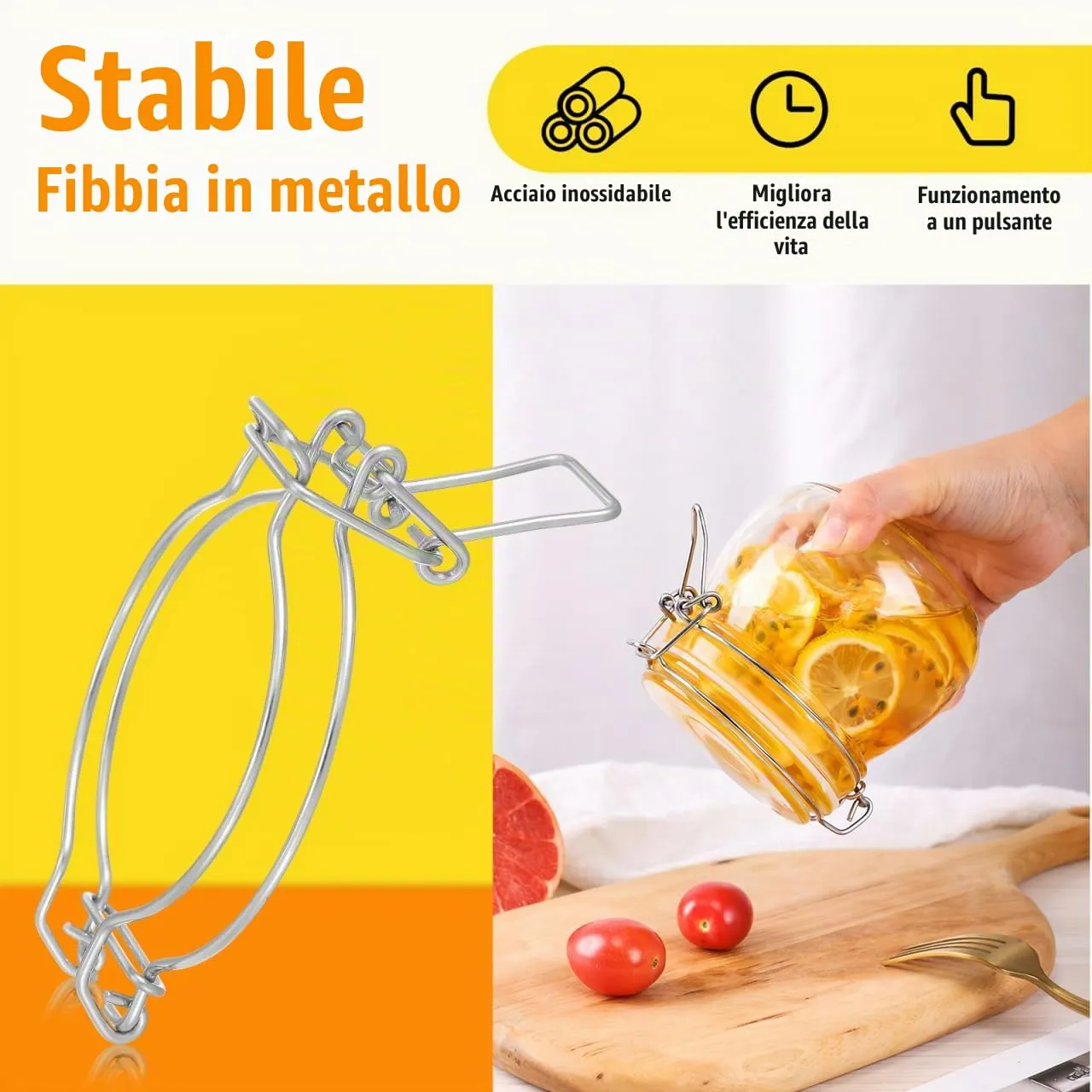 Angoily fibbia chiusura barattoli 10 pezzi argento inox