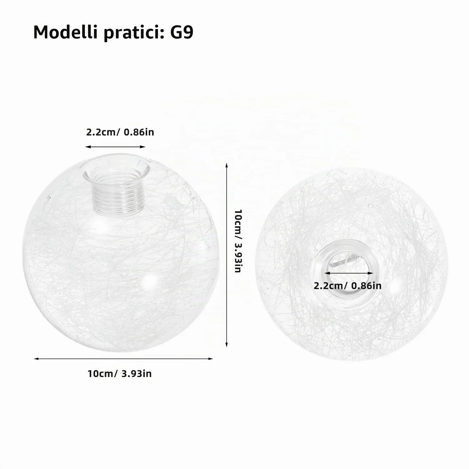 Angoily Sfera Paralume Vetro G9 10 cm Trasparente