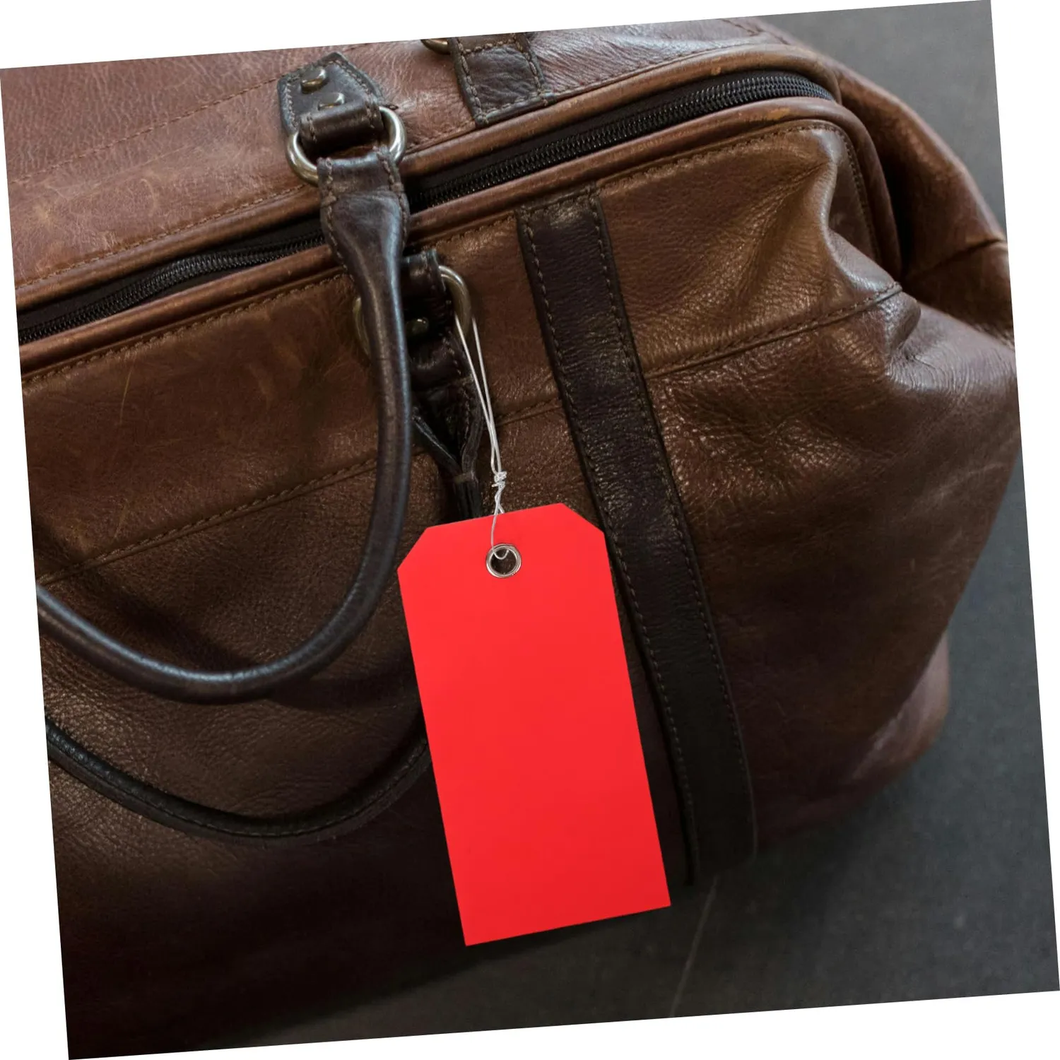 Angoily etichette bagagli plastica rosse 100 pezzi con filo