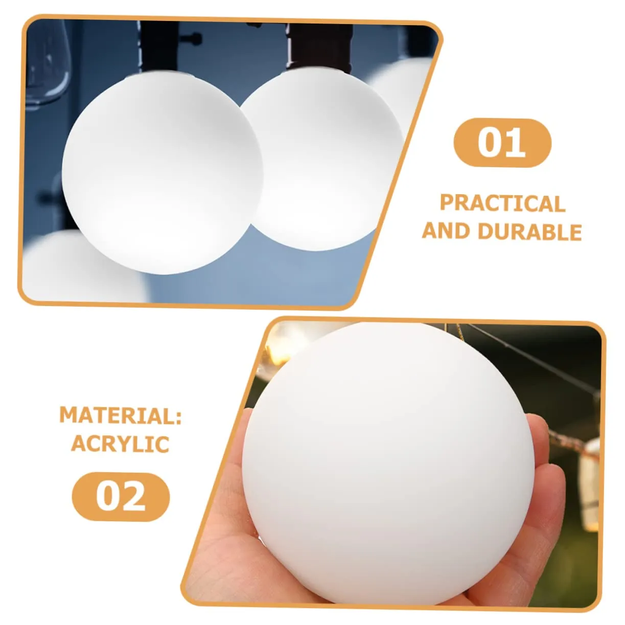 Angoily paralume globo bianco 8 cm acrilico G9