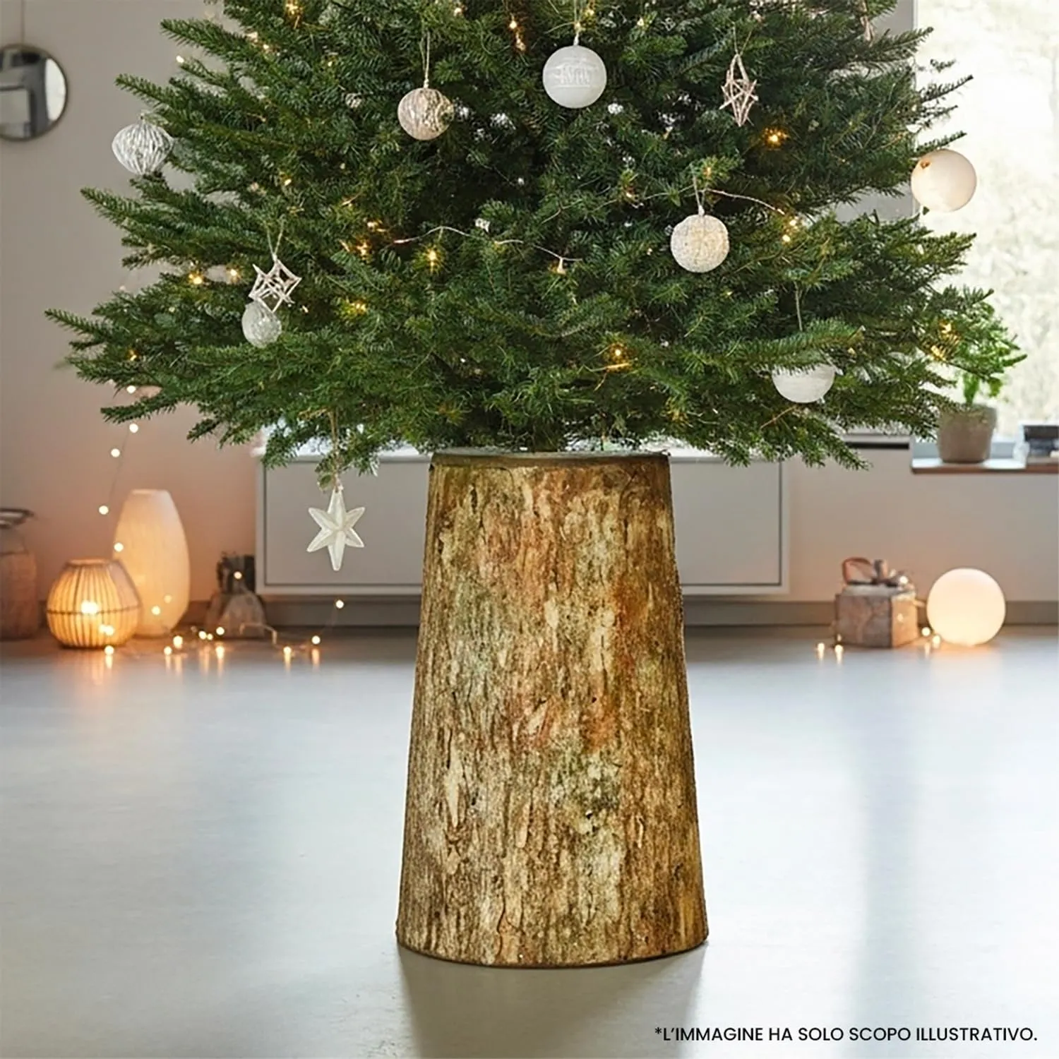 Giodicart Base Tronco albero di Natale in resina effetto legno