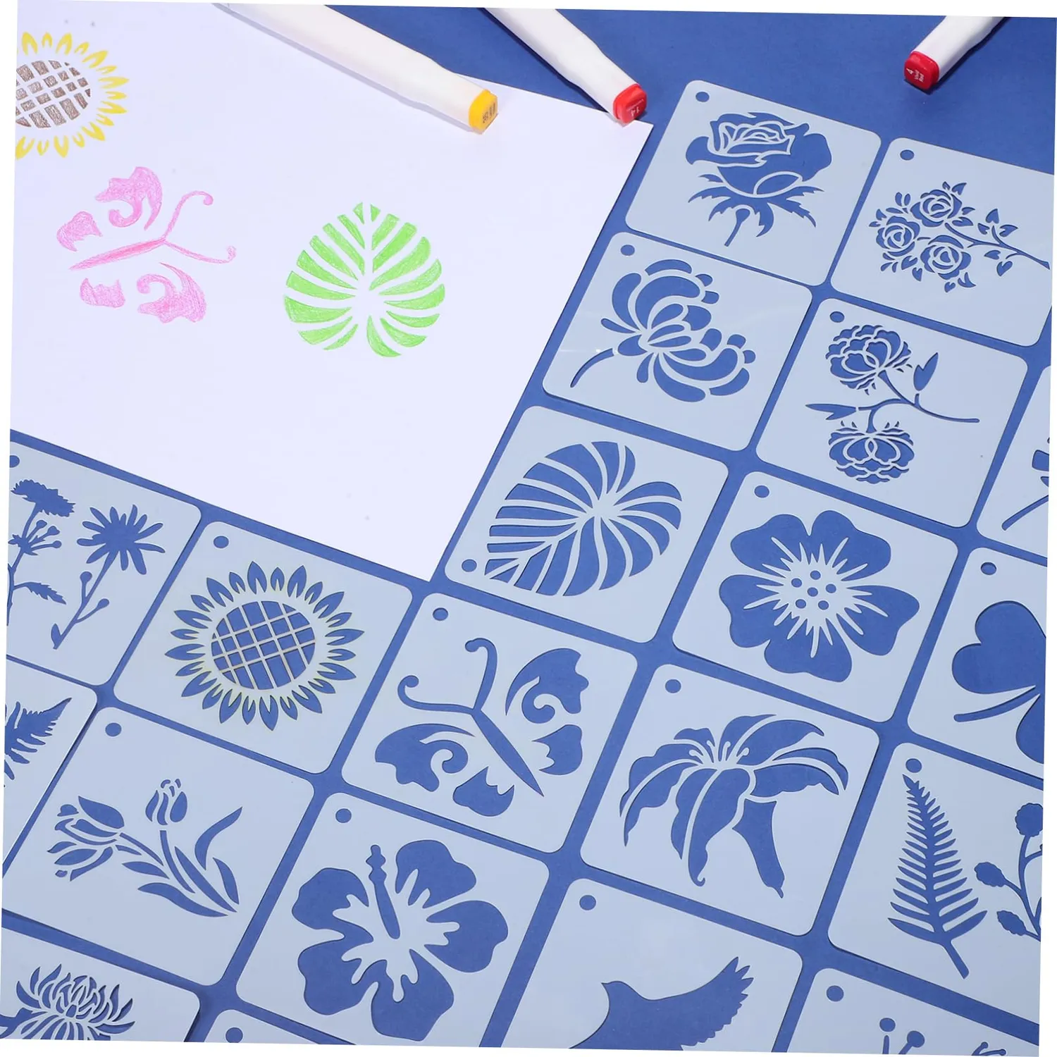 Angoily stencil disegno floreali 128 pezzi bordi netti