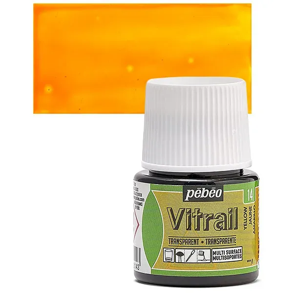 Pebeo Vitrail N.14 smalto vetro giallo 45 ml trasparente