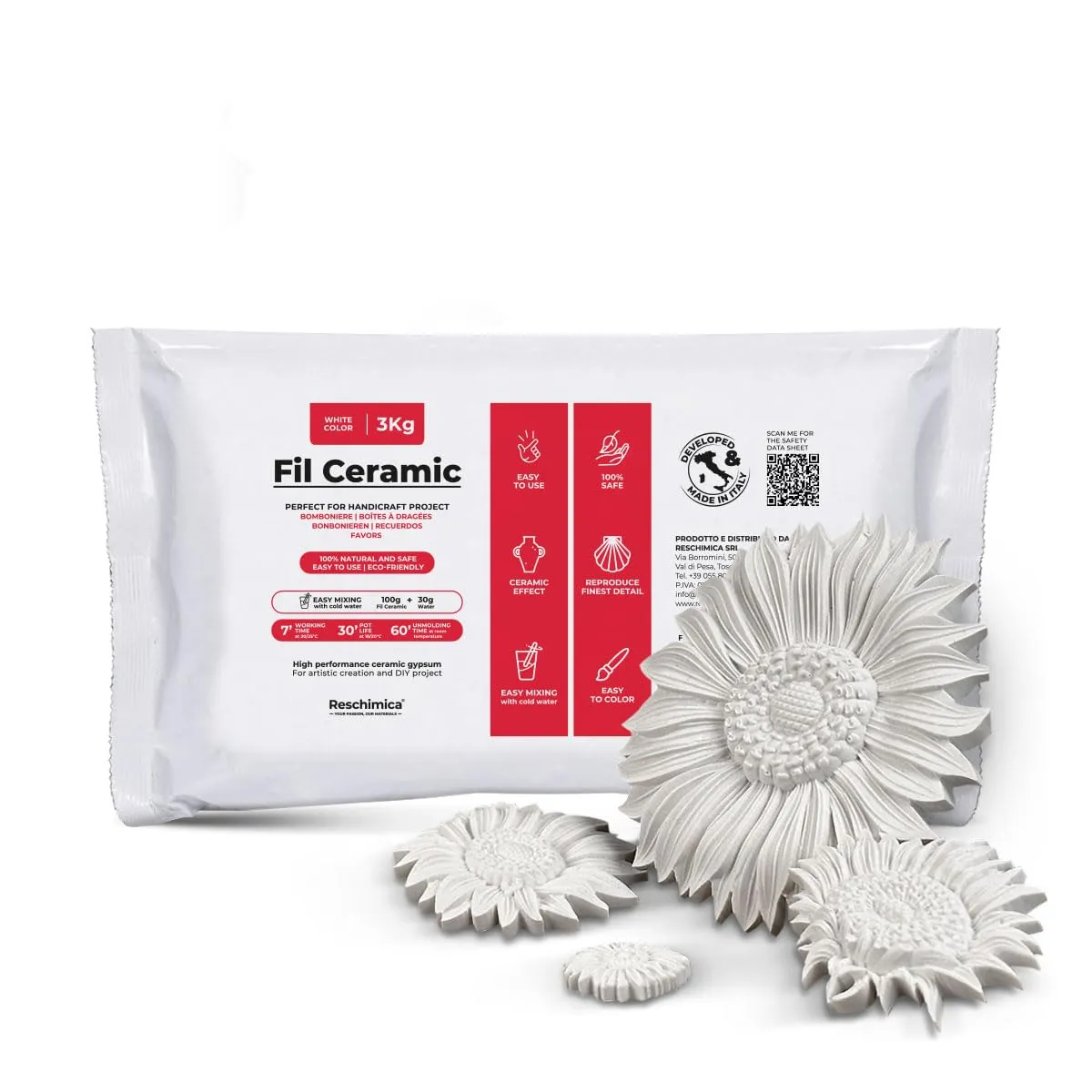 Reschimica Fil Ceramic Gesso Ceramico Stampi 1 Kg Grigio