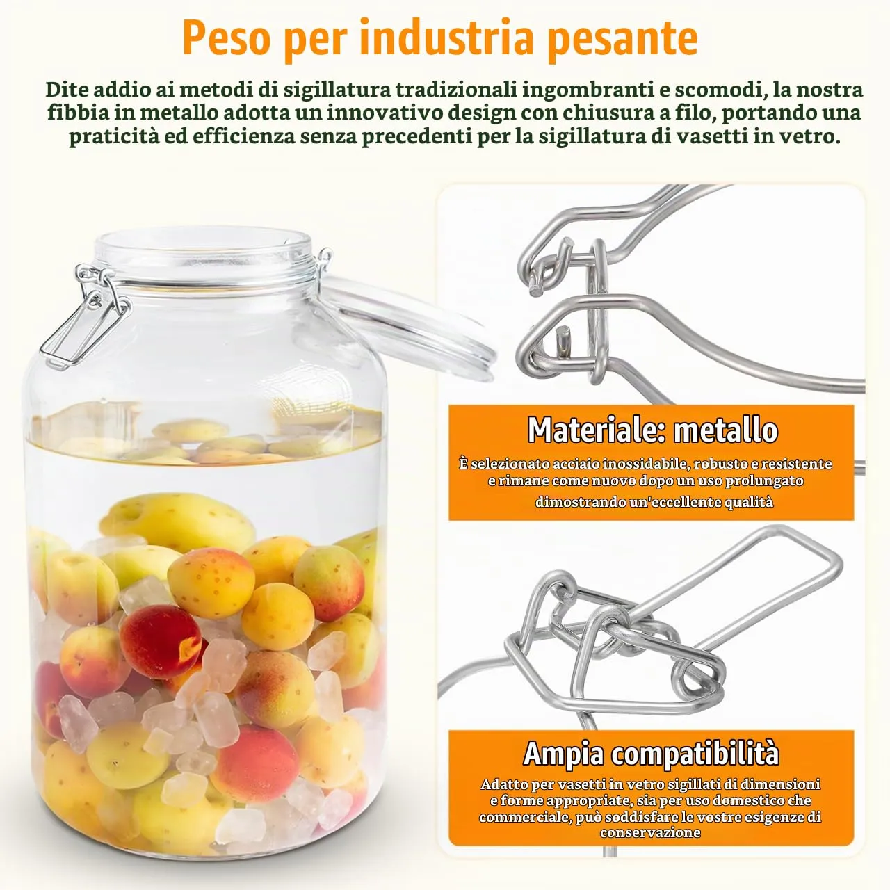 Angoily fibbia chiusura barattoli 10 pezzi argento inox