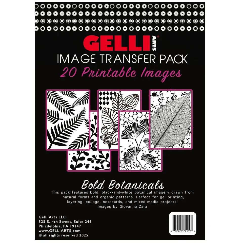 Gelli Arts Bold Botanicals carte transfer 13x18 20 fogli