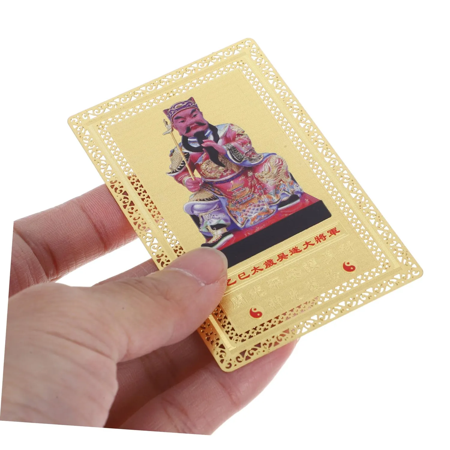 Angoily Tai Sui amuleto cinese carta ottone dorato portafoglio