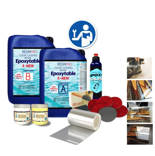 Naturesin EPOXYTABLE 5-FIVE Kit Tavolo Legno Resina 9 kg