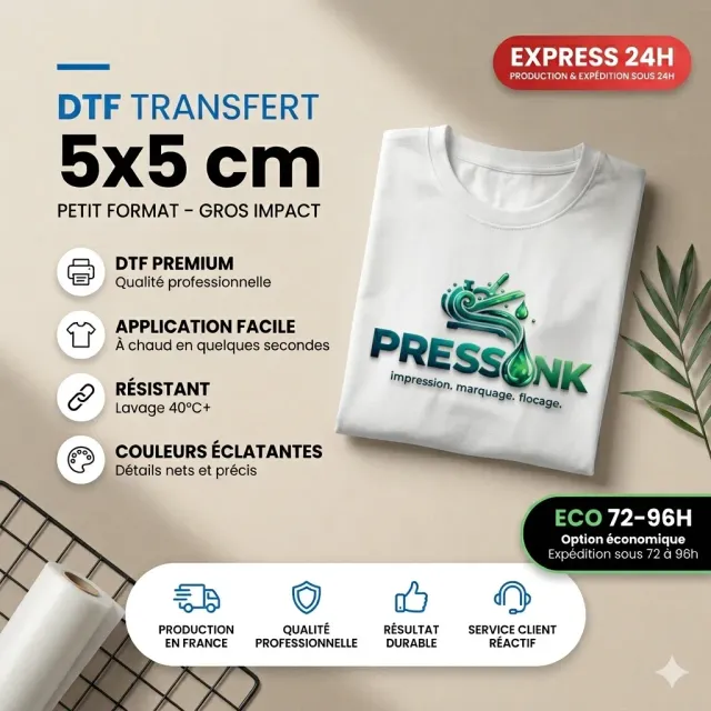 Pressink DTF Etichetta 5x5cm Express 24h transfer tessile 20 pz HD