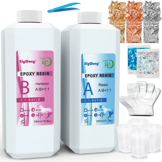 Sigwong resina epossidica trasparente kit 1,1 L antigiallo