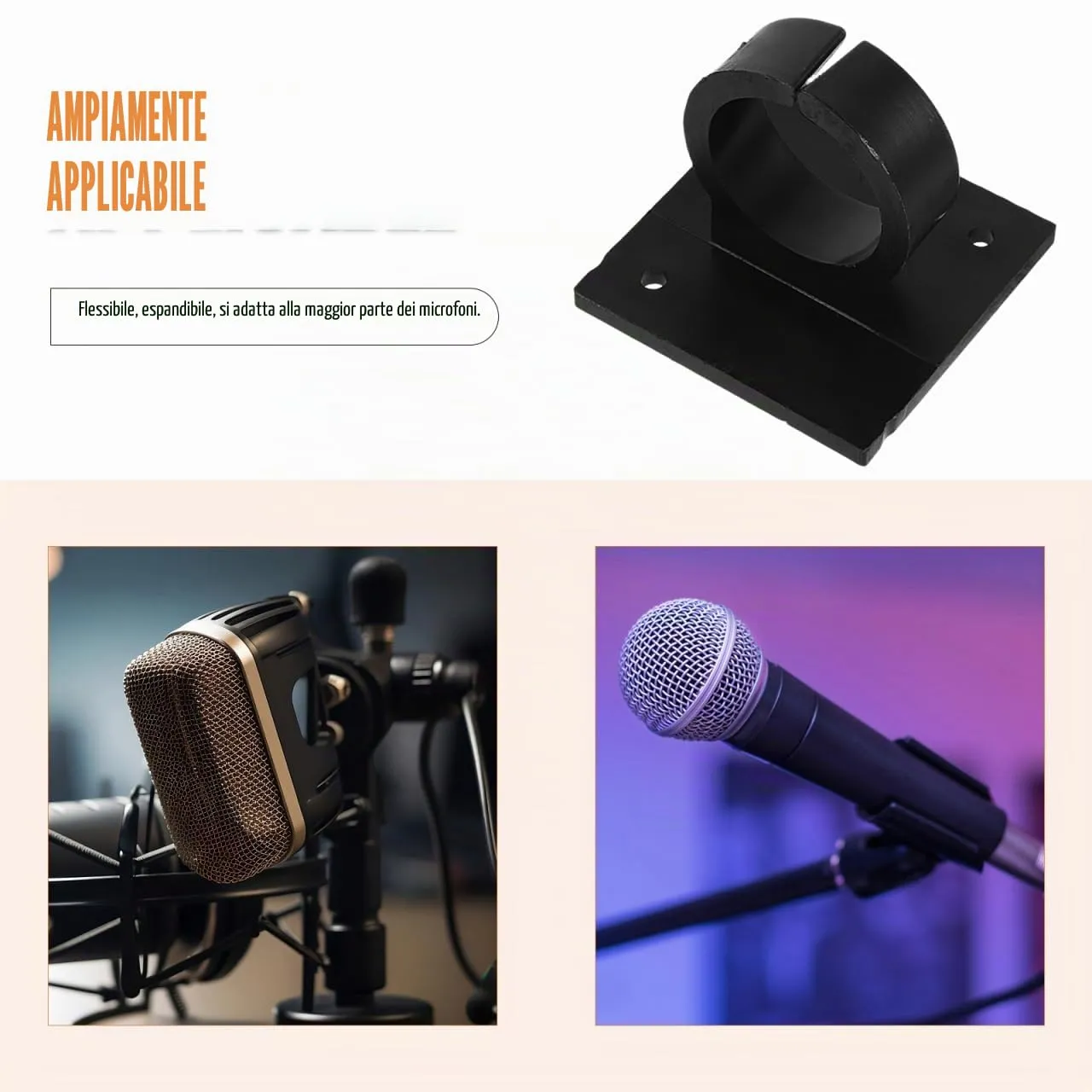 Angoily Clip Microfono Universale Nero 4 Pezzi
