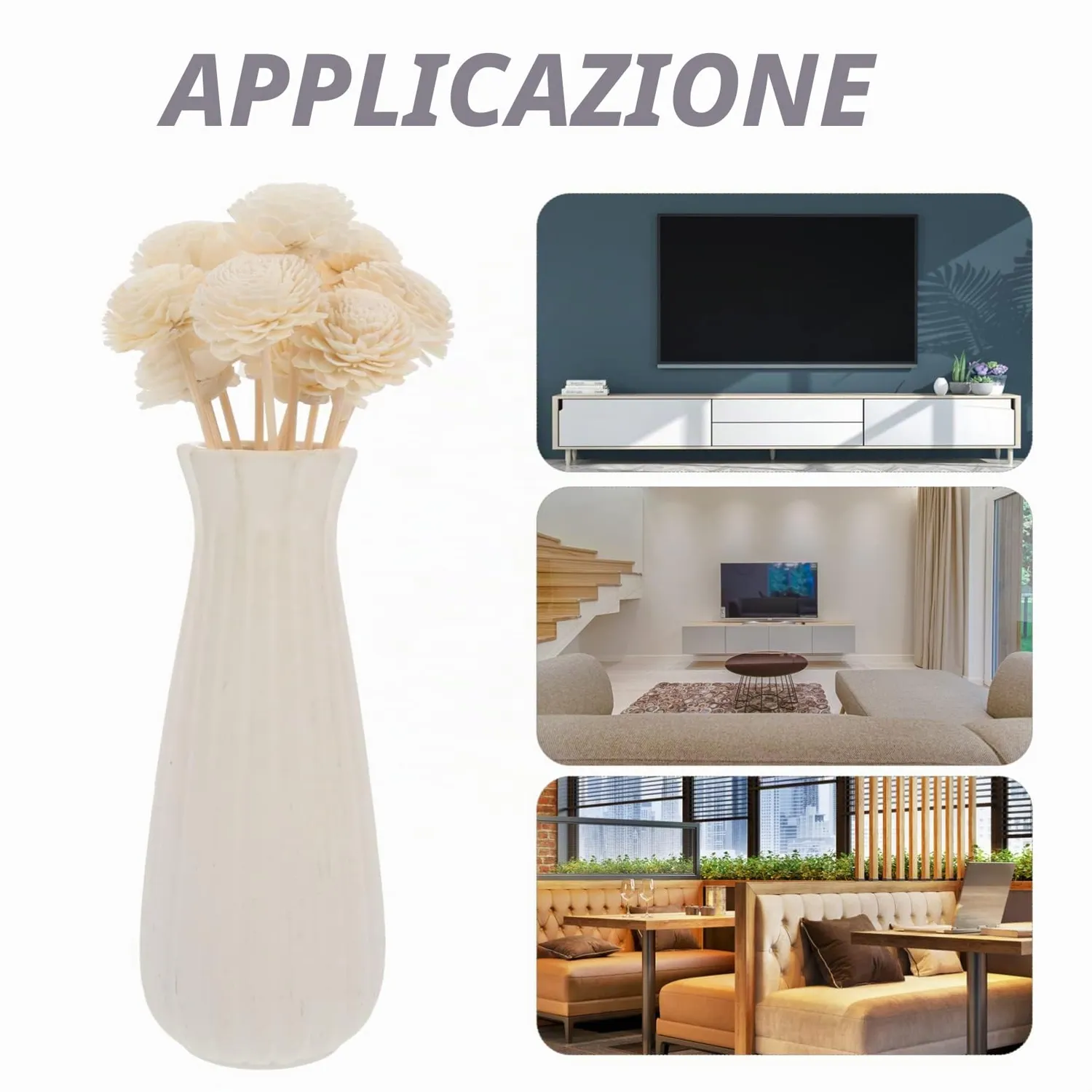 Angoily bastoncini rattan diffusore 10 pezzi bianchi 22 cm