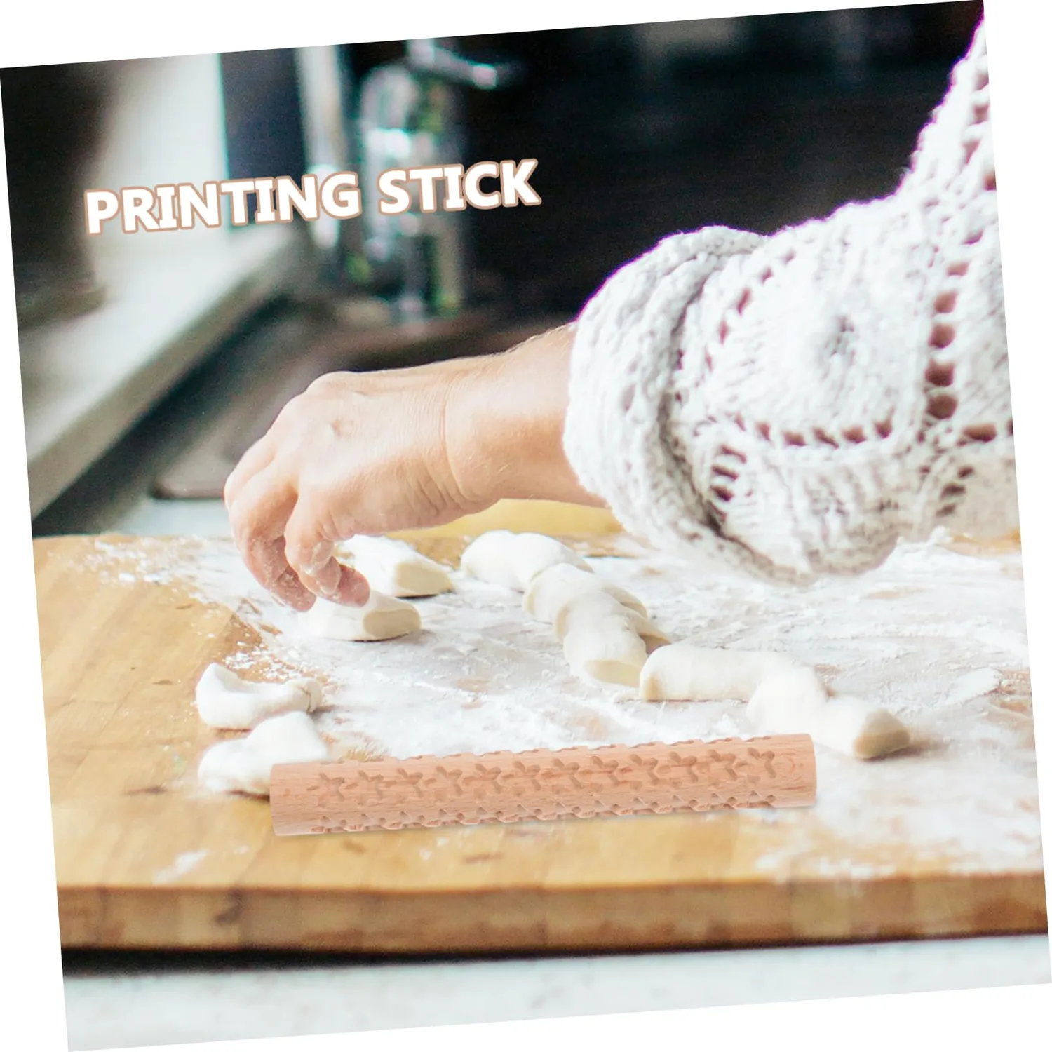 Angoily Mattarello in Legno Stella per Biscotti e Pasta