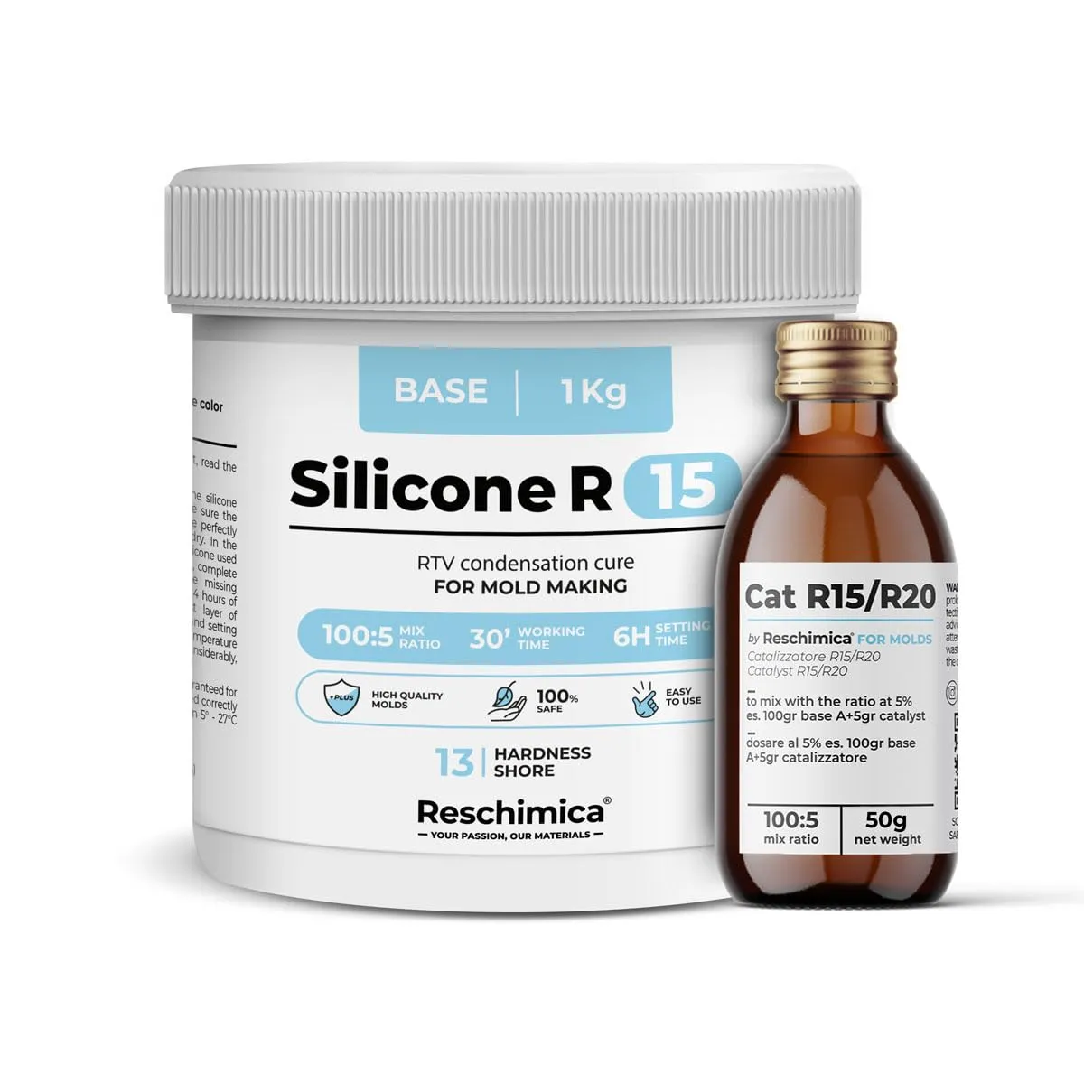 Reschimica R15 Gomma Siliconica Bicomponente Stampi 3 Kg