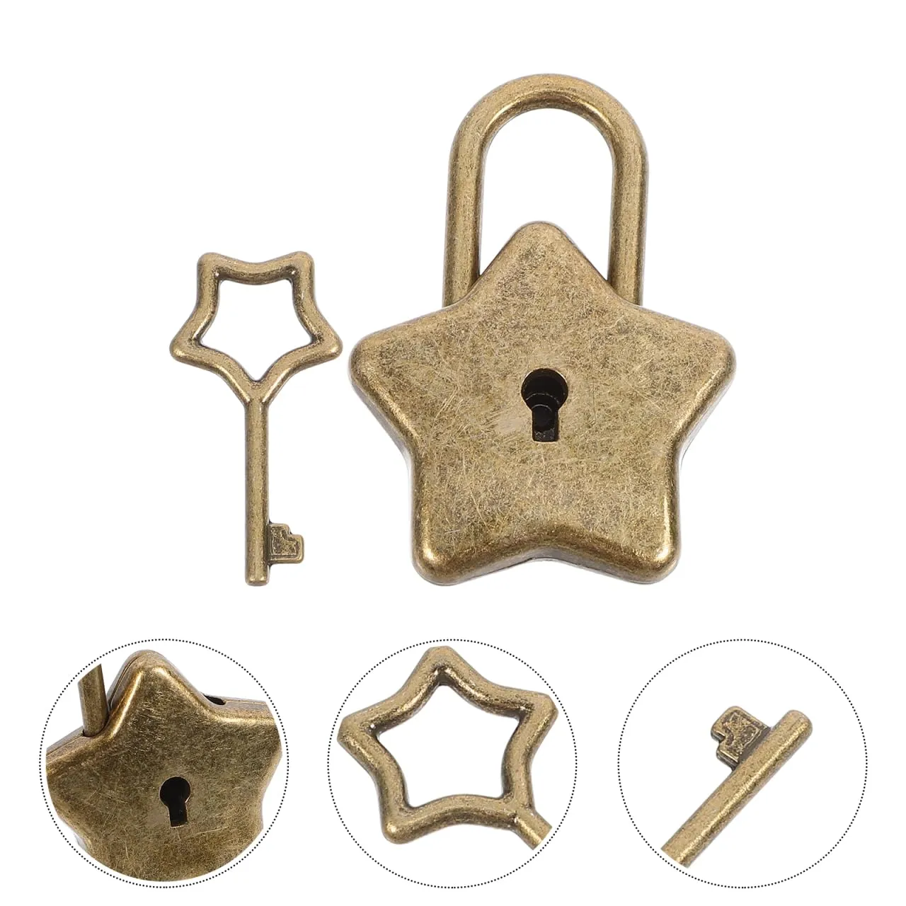 Angoily Lucchetto Stella 5 Punte Mini con Chiave Argento