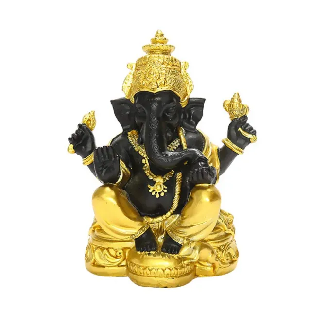 Angoily Statua Ganesh Nera Oro Resina 12,5 cm da Tavolo