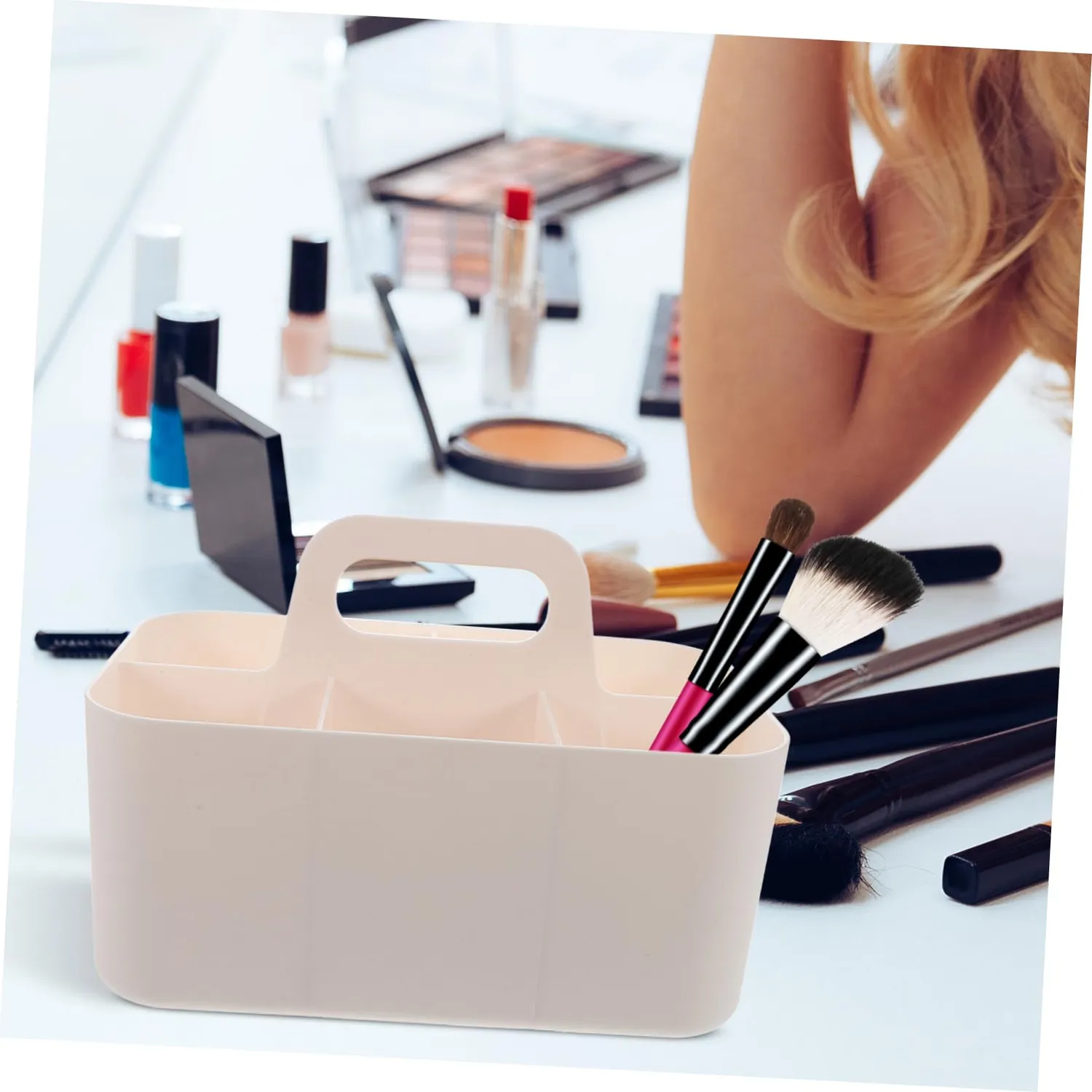 Angoily organizer scrivania bianco plastica con maniglia