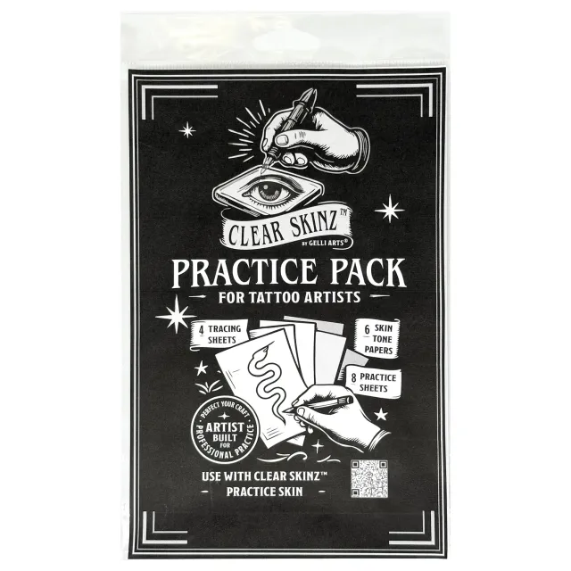 Gelli Arts Clear Skinz practice pack tattoo con stencil