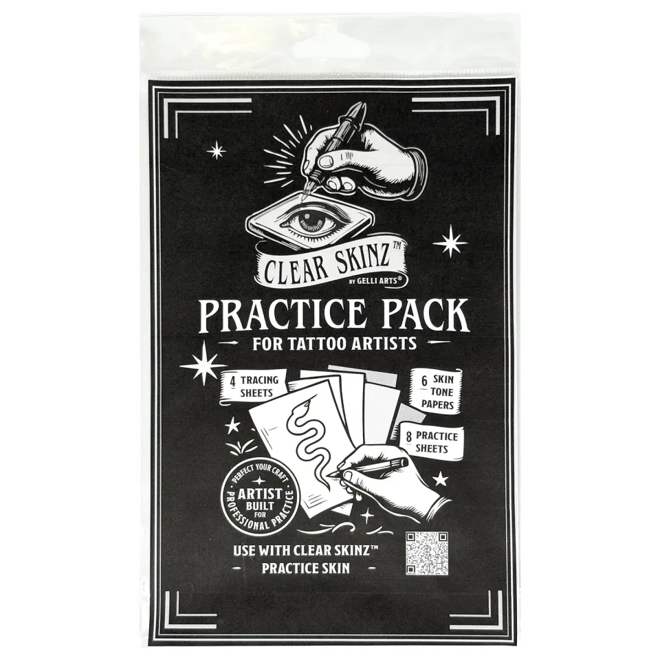 Gelli Arts Clear Skinz practice pack tattoo con stencil