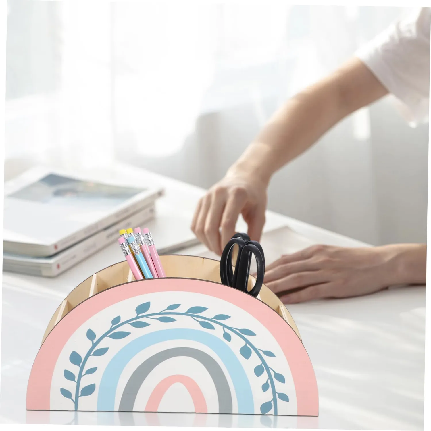 Angoily Portapenne Legno Organizer Scrivania Boho