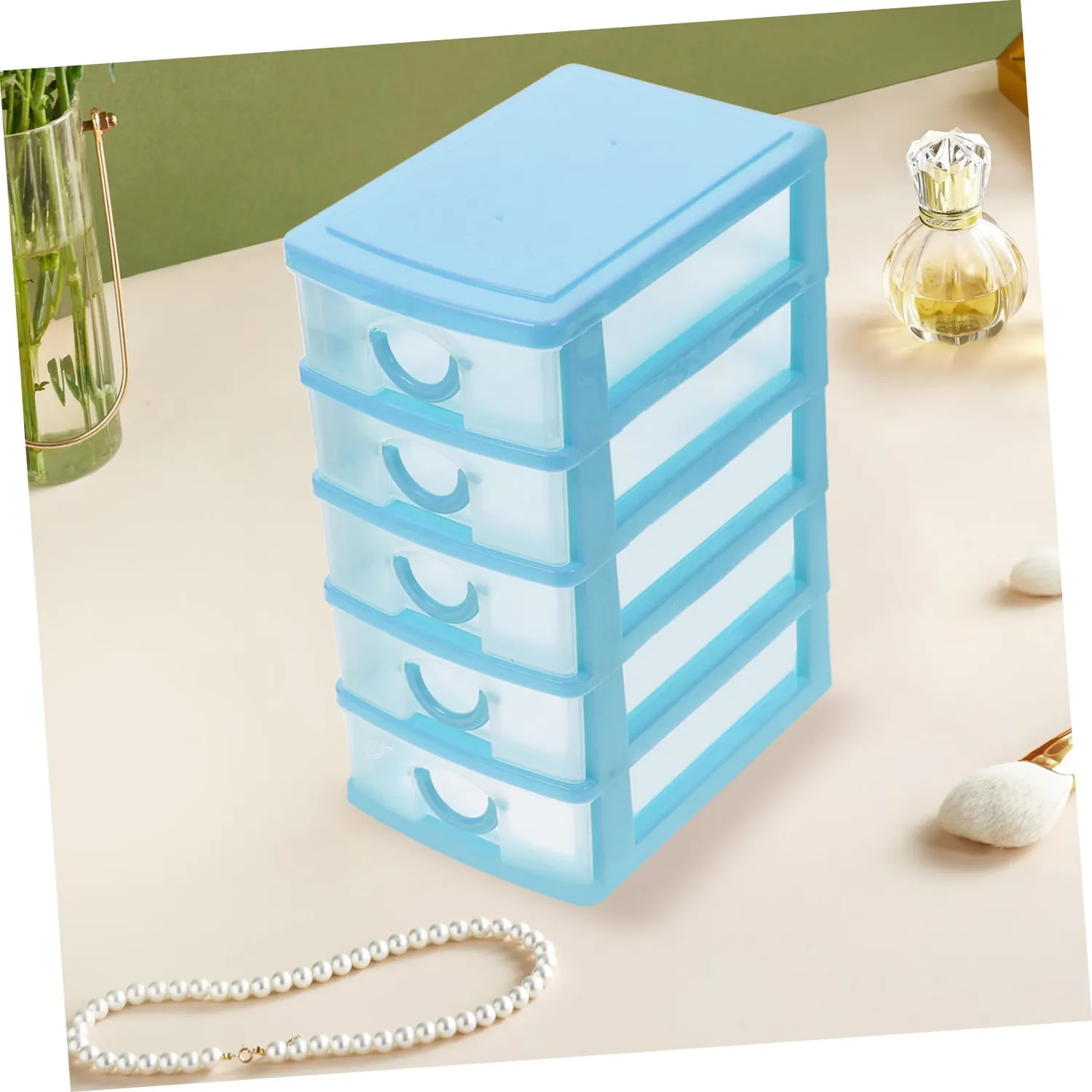 Angoily Minicassettiera 5 Cassetti Plastica Trasparente